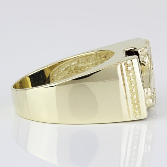 Vintage 14K Two-Tone Gold Onyx & CZ Horse Head Ring - Picture 5 of 7